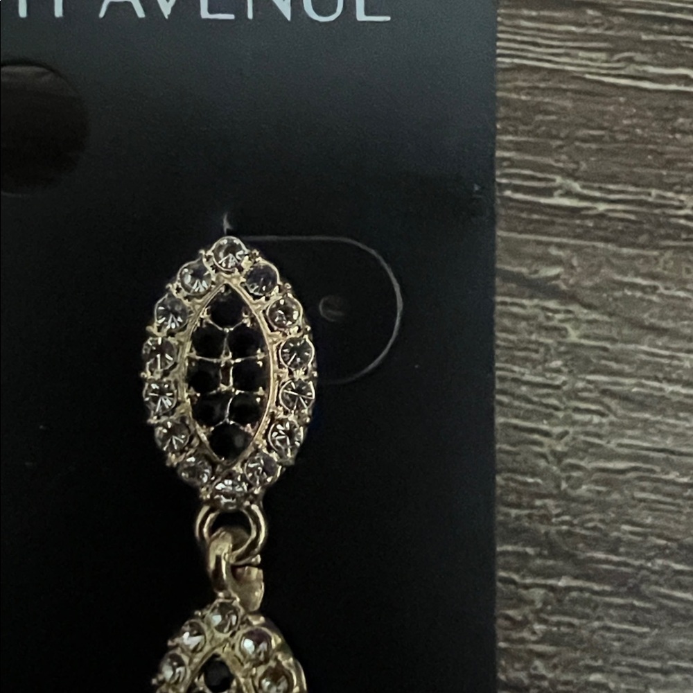 Saks Fifth Avenue Gold and Black Triple Drop Earrings - Picture 3 of 4